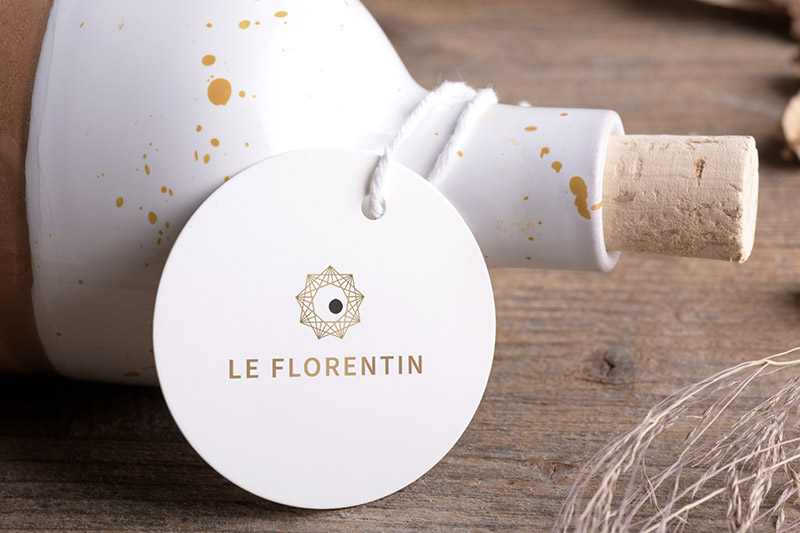 Nouveau branding du restaurant Le Florentin - refonte du logo et de l'identité visuelle.